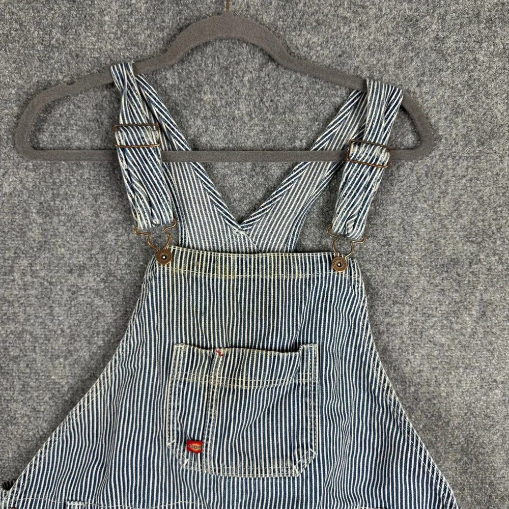 Dickies Overalls Mens Size XL Blue Hickory Stripe Denim Bib Workwear FB206RHS